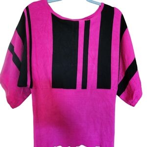 Style & Co. M knit Blouse Hot pink/black